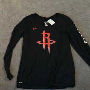 Size large Nike dri fit long sleeve HOUSTON ROCKETS shirt.